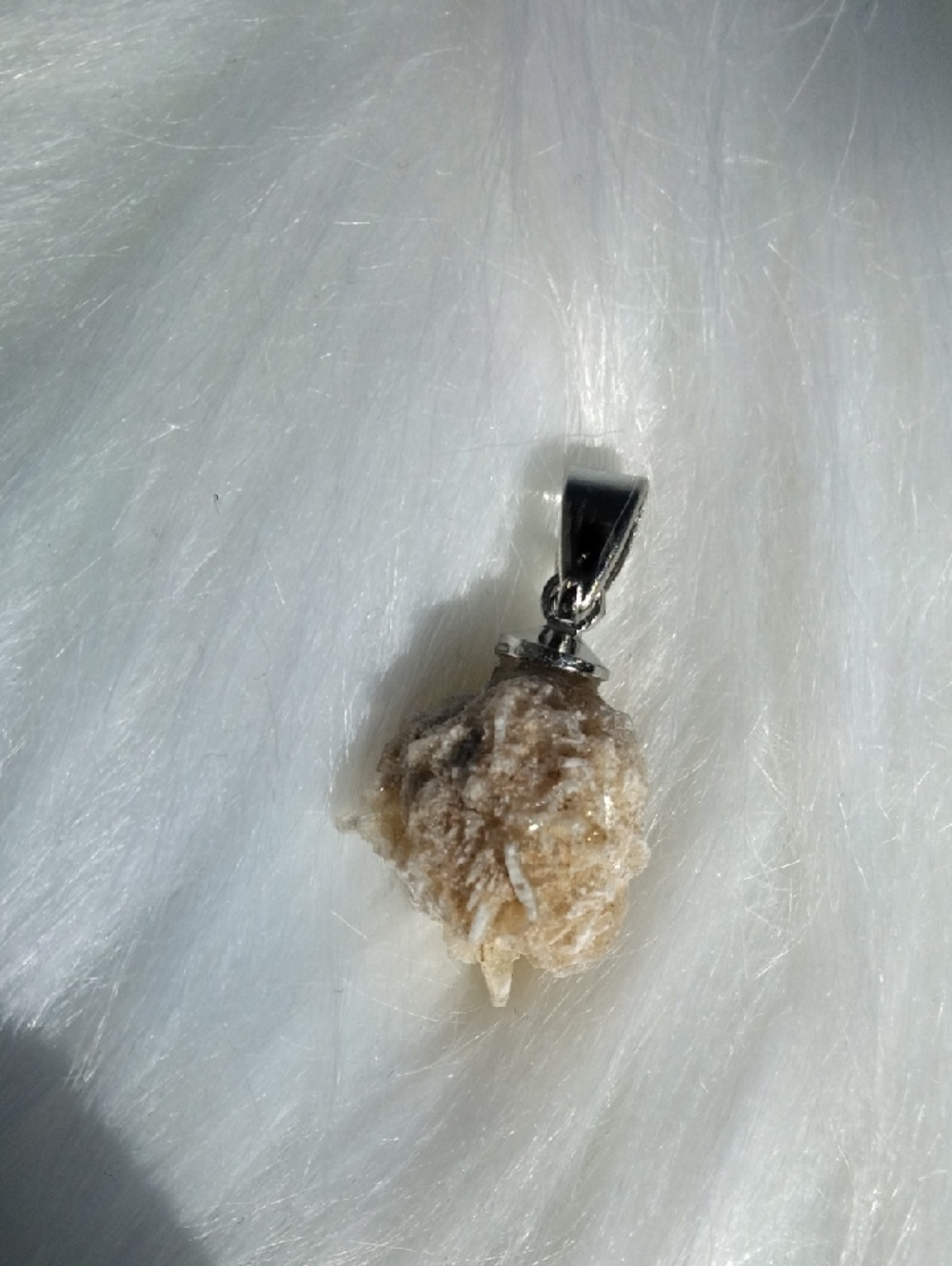 Dainty Raw Dessert Selenite Rose Necklace Pendant